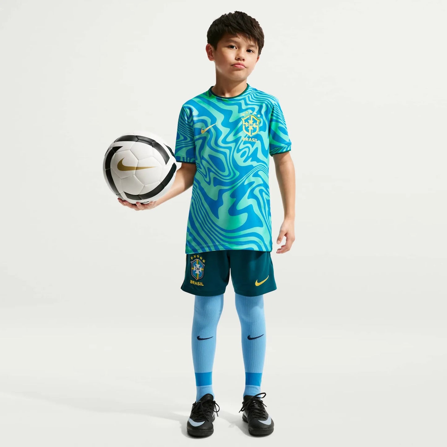 Camiseta Brasil Nike 2026 Pré-Jogo Infantil