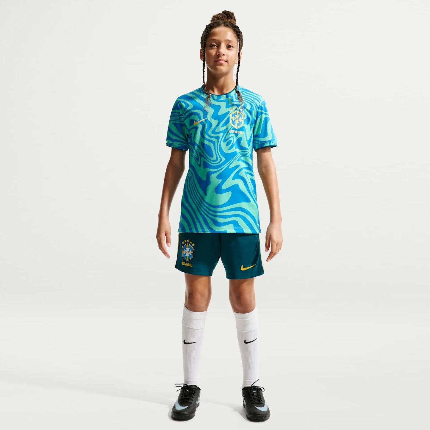 Camiseta Brasil Nike 2026 Pré-Jogo Infantil